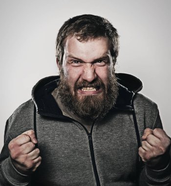 sakallı adam, portre, öfke, ciddi, stric