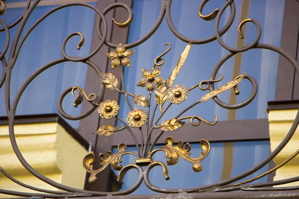 Demir Çit Metal Çiçek Dekorasyon Yakın Çekim — Stok fotoğraf