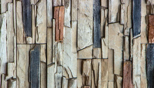 近代的なマルチ色石、スレート トラバーチン砂岩壁を背景に使用 — ストック写真