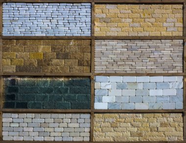 Çeşitli dekoratif çini ve doğal taş örnekleri