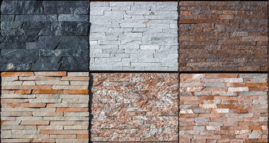 Çeşitli dekoratif çini ve doğal taş örnekleri