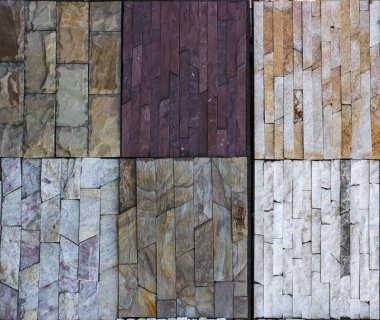 Çeşitli dekoratif çini ve doğal taş örnekleri