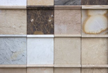 Çeşitli dekoratif çini ve doğal taş örnekleri