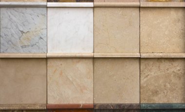 Çeşitli dekoratif çini ve doğal taş örnekleri