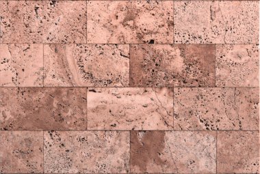 Üzerinden pürüzsüz bir yüzey ile Traverten kaplama karo