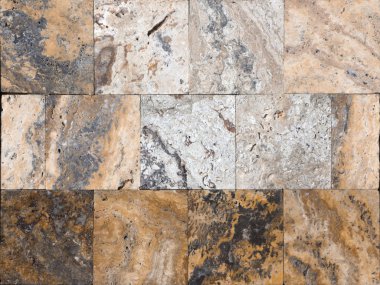 Üzerinden pürüzsüz bir yüzey ile Traverten kaplama karo