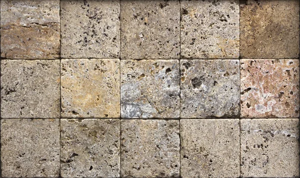 Kamienna ściana tekstur, płytki trawertynu, stojące przed — Zdjęcie stockowe