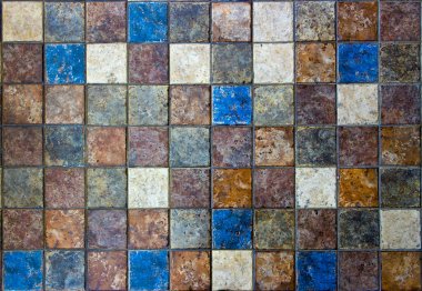 Mozaik, doğal taş, Traverten mermer, kumtaşı ve granit.
