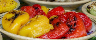 Izgara sebze, closeup ile plaka