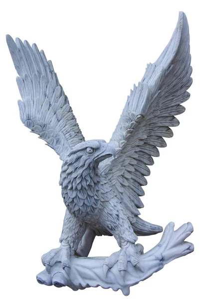 Орел вирізьблений з білого мармуру. Ізольовані на білому — стокове фото