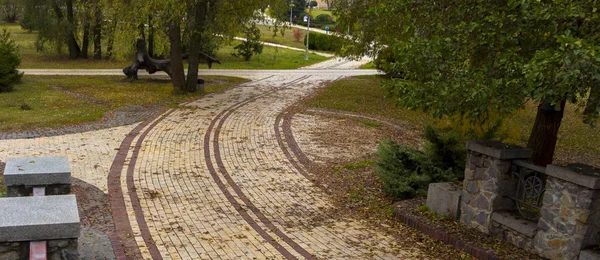 Güzel sonbahar park sokak. ağaçları ile sarı yapraklar