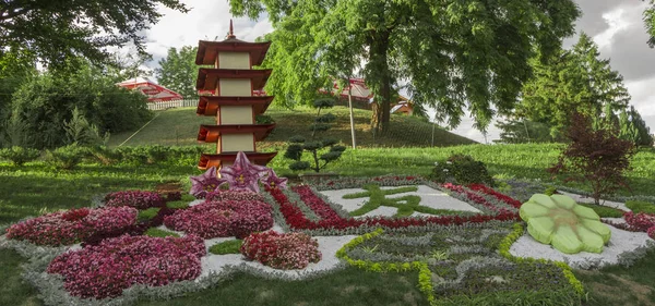 A neat, well-kept garden in Japanese style