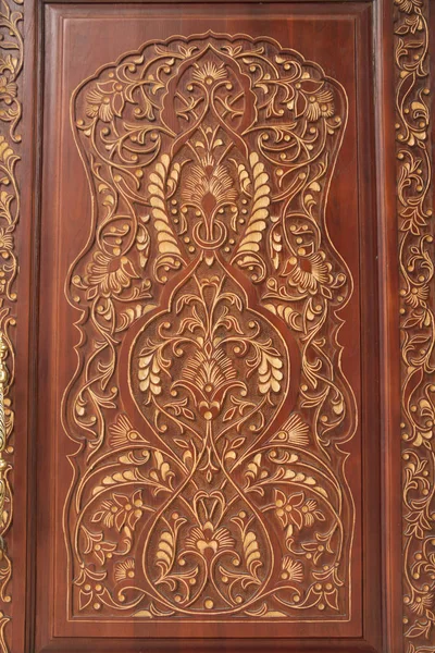 Escultura tradicional em madeira, textura Uzbequistão — Fotografia de Stock