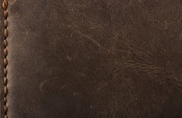 Bruin leder texture close-up mei gebruikt als achtergrond . — Stockfoto