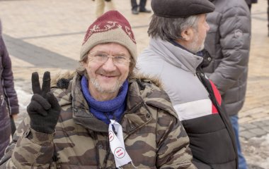 Kiev, Ukrayna - 18 Ocak: Başkan Petro Poroshenkos istifa için mitingde protesto