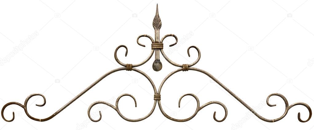 Old cast iron fence with spears isolated