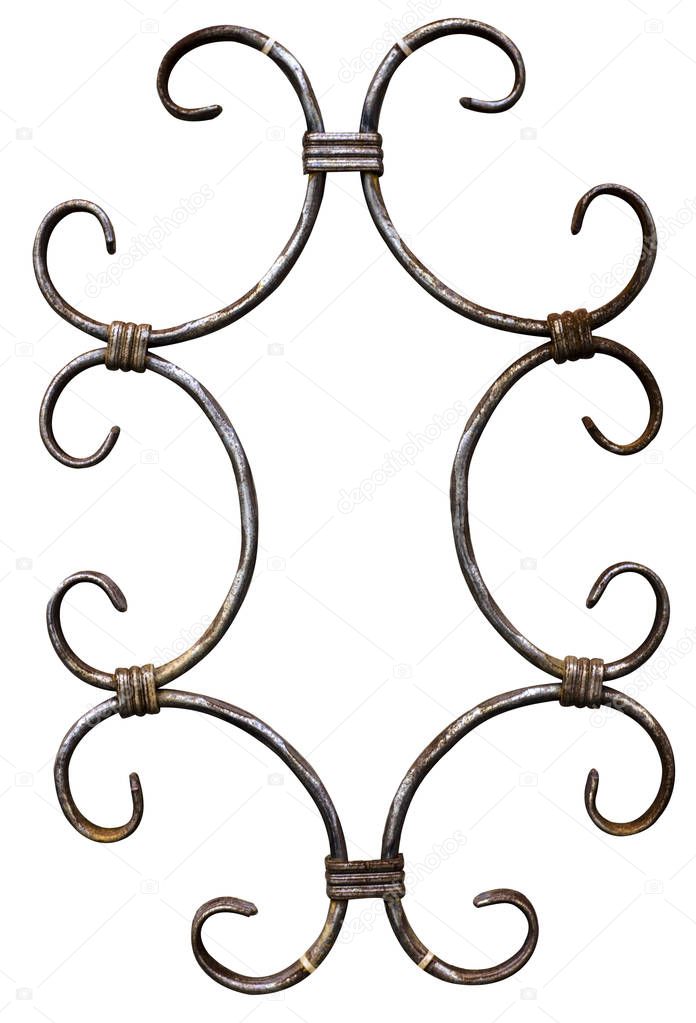 Old cast iron fence with spears isolated