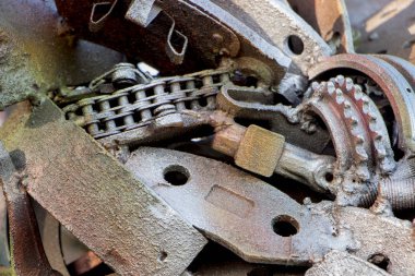 Soyut metal doku. Motorları eski metal parçaları