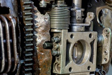 Soyut metal doku. Motorları eski metal parçaları