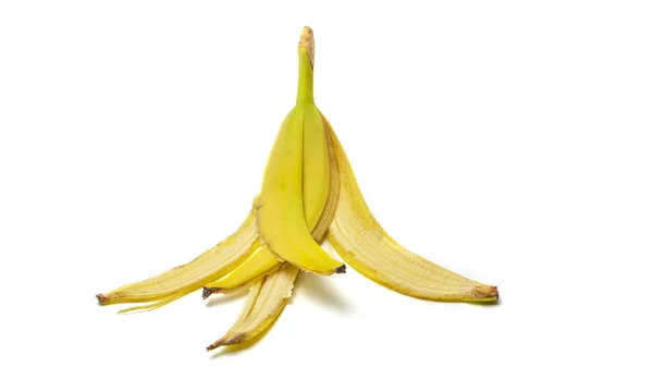 Bananenschil, compost, organische meststof op een witte achtergrond — Stockfoto