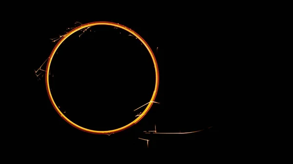 Circle of flames of Bengal fire, on black background — 图库照片