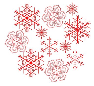 Beyaz arkaplanda kar taneleri, resimleme dokusu.