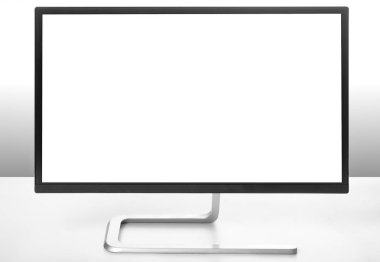 Beyaz tablo ve ışık arkaplan üzerindeki modern monitör.