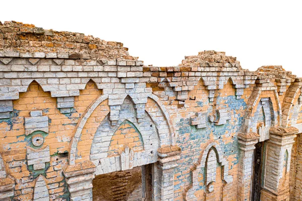 Fragmento de pared en ruinas de la antigua mansión. Elemento para el diseño. Fondo antiguo . — Foto de Stock