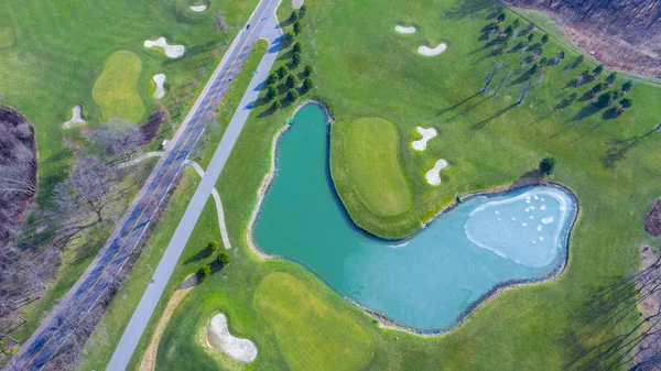 Campos Golfe Alta Qualidade Com Lagos Parque Nacional Mezhigorye Grama — Fotografia de Stock