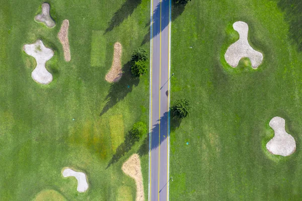 Národní Park Mezhigorye Pískový Bunkr Krásném Golfovém Hřišti Pohled Dronu — Stock fotografie