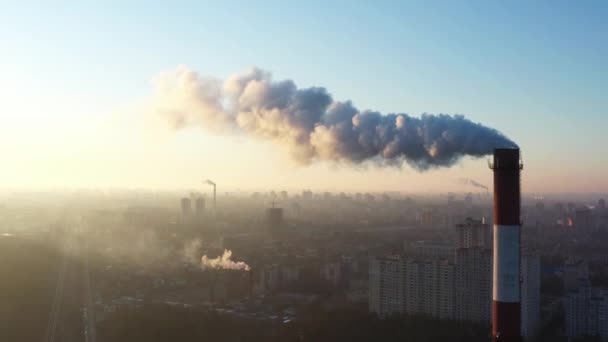 Труба Котла Производит Вредные Газы Атмосферу Изменение Климата — стоковое видео