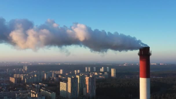 Tubo Caldeira Produz Gases Nocivos Para Atmosfera Alterações Climáticas — Vídeo de Stock