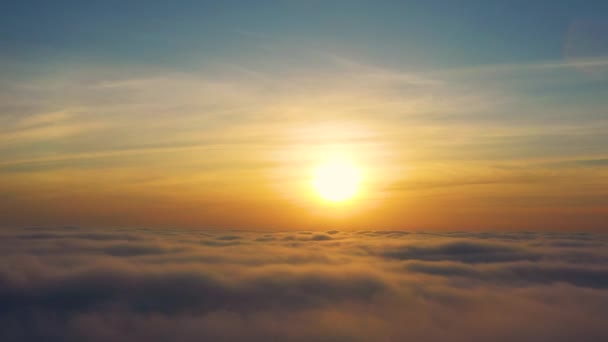 Nubes Turbulentas Color Púrpura Azul Atardecer Vista Drone — Vídeos de Stock