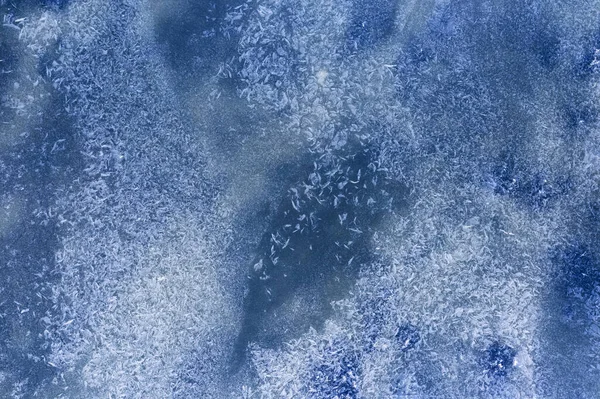 Vista Desde Dron Hasta Superficie Del Lago Congelado Textura Azul — Foto de Stock