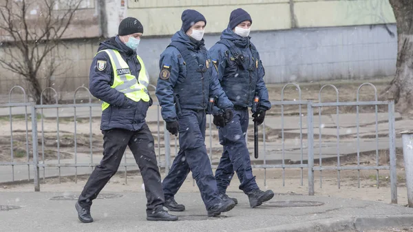 Ucrania Kiev Marzo Equipo Policial Fue Reforzado Por Militares Guardia — Foto de Stock