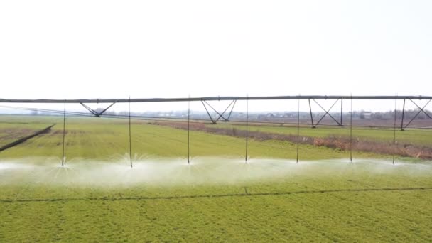 Sistema de pivô de irrigação rega campo agrícola — Vídeo de Stock