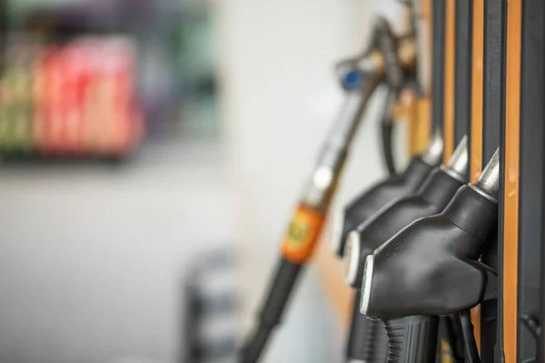 Gas Station Handle Car Tank Close Macro Selective Focus — Stock Photo, Image