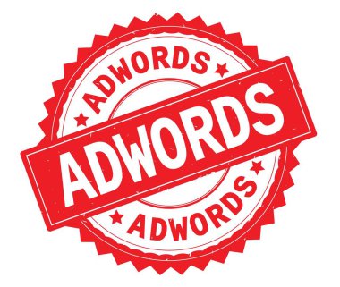 AdWords kırmızı metin damgası, zig zag kenarlıklı yuvarlak.