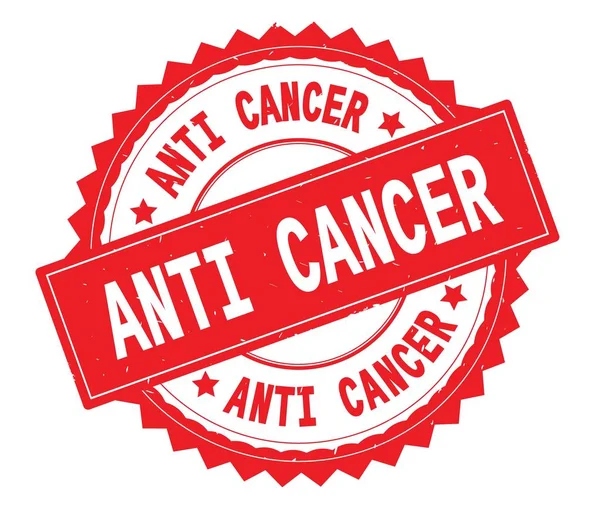 ANTI CANCER texto rojo ronda sello, con borde en zig zag . —  Fotos de Stock
