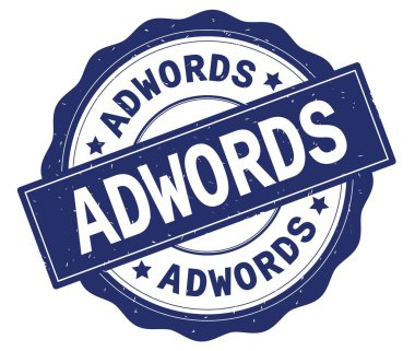 Adwords metin, mavi yuvarlak rozet yazılmış.