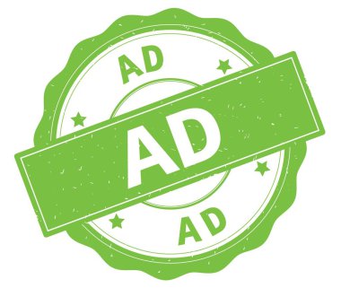 Yeşil yuvarlak rozet yazılmış reklam metni.