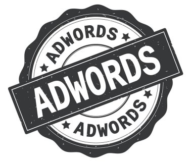 Adwords metin, gri yuvarlak rozet yazılmış.