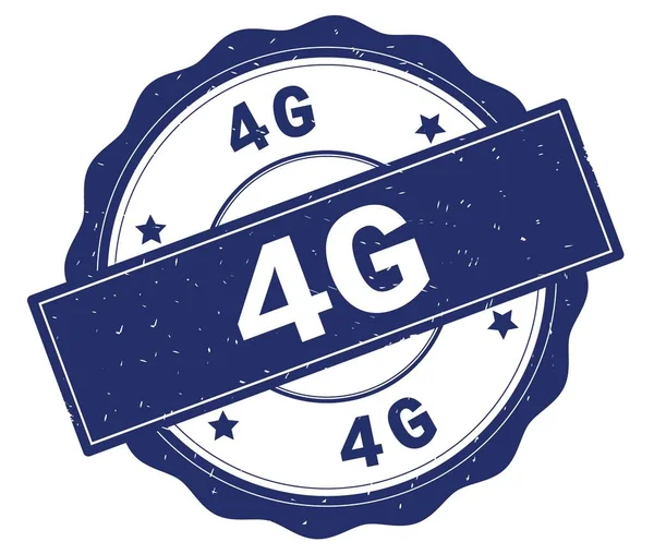 Texto 4G, escrito em crachá redondo azul . — Fotografia de Stock