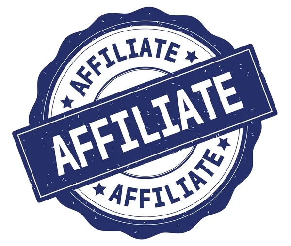 AFFILIATE text, written on blue round badge. — Stock Photo, Image