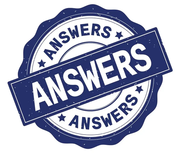 ANSWERS text, written on blue round badge. — Stock Photo, Image
