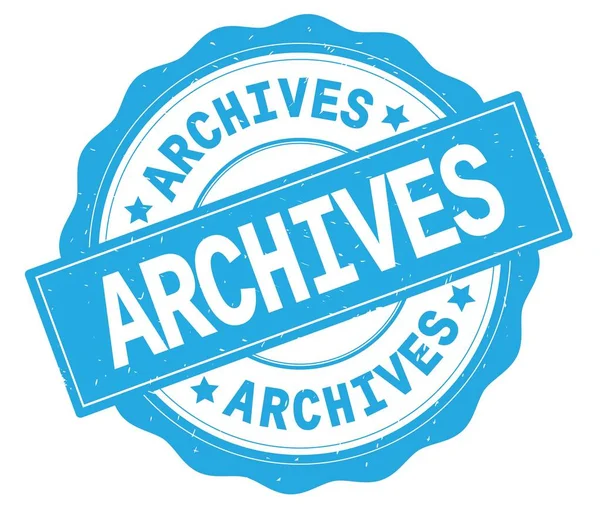 Archivtext, geschrieben auf Cyan Round Badge. — Stockfoto