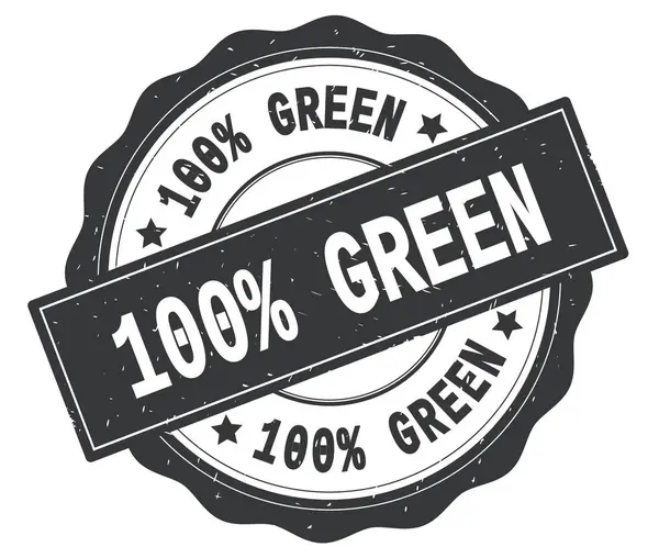 100% 绿文本, 写在灰色的圆形徽章. — 图库照片