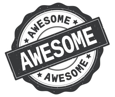 Gri yuvarlak rozet yazılmış harika metni.