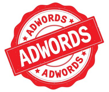 Adwords metin, kırmızı yuvarlak rozet yazılmış.