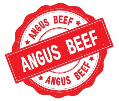 Angus Beef metin, kırmızı yuvarlak rozet yazılmış.